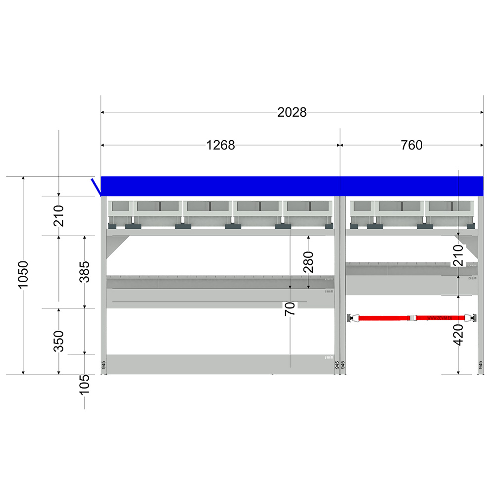 Budget inrichting "02" linkerzijde tbv NV300 L1H1 kleur grijs/blauw - Afbeelding 2